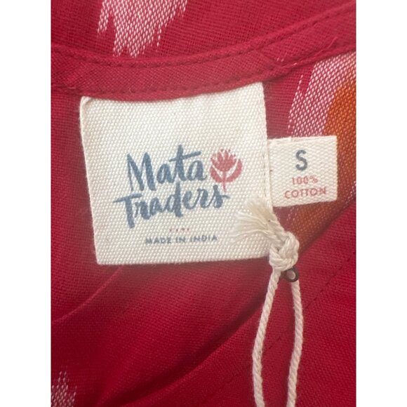 2/$30 Mata Traders Small Cherry Red Ikat A-Line Dress 100% Cotton NWT - Picture 4 of 14